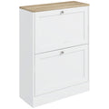 HOMCOM Slim Shoe Cabinet for Entryway, Modern Hidden Shoe Storage Cabinet with 2 Flip Drawers and Adjustable Shelves for 12 Pair
