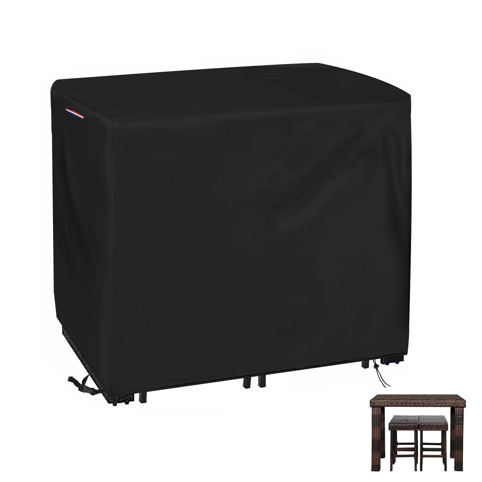 Loenel Outdoor Bar Height Table and Chair Cover, Heavy Duty Waterproof Patio Bar Set Cover for Rectangular 48 Long Bar Height Di