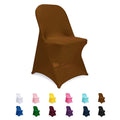 Jieqier Folding Chair Covers Brown, Spandex Chair Slipcovers 6 PCS, Universal Fitted Chair Slipcovers for Wedding, Party, Banque