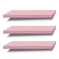 SAUMONIERES Floating Shelves Wall Shelf Solid Wood for Bathroom Bedroom Kitchen Wall Decor Set of 3, Pink Wall Shelves