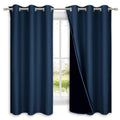 NICETOWN 100% Blackout Short Curtain Panels, Thermal Insulated Black Liner Curtains for Nursery Room, Noise Reducing and Cold Bl