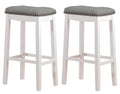 Angel Line Cambridge Padded Saddle Stool with Cushion, 29 Set of 2, White with Gray