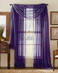 3 Piece Sheer Panel (2 Pieces 58 x 84) and Scarf Window (1 Pieces 37 x 216) Curtain Combo Set (Purple)