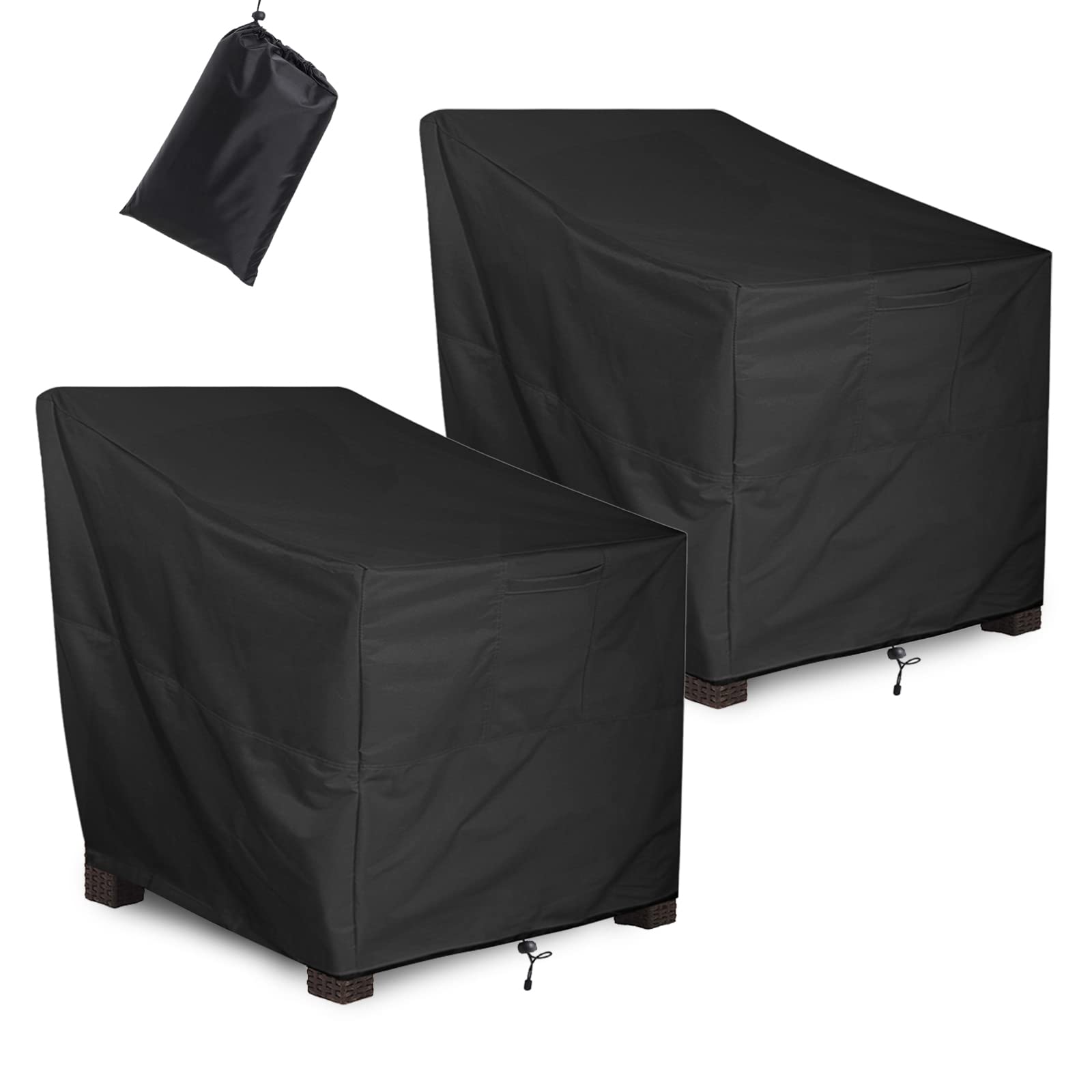 ALSTER Outdoor Chair Covers 2 Pack, Patio Chair Covers(37 L x 30 W x 30 H), Durable and Waterproof Black Furniture Covers for Lo