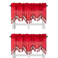 Solid Faux Silk Swag Waterfall Cascade Ascot Window Curtain Valance w/Tassels Trim 55  x18  Wave (2, RED)
