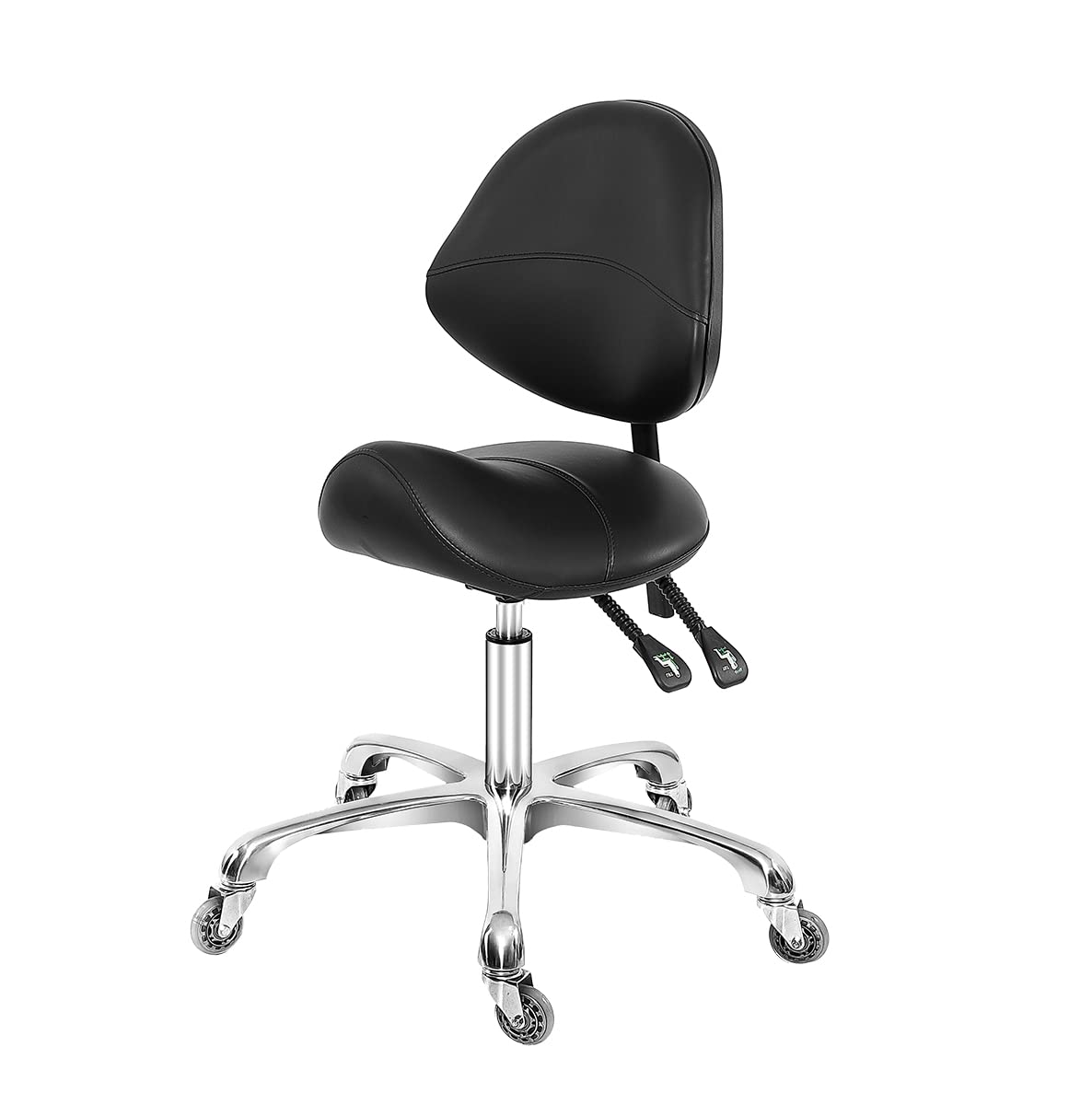 Saddle Stool Dental Hygienist Chair with Back Support, Rolling Esthetician Saddle Stool for Lash Salon Tattoo Shop Spa Dentist C