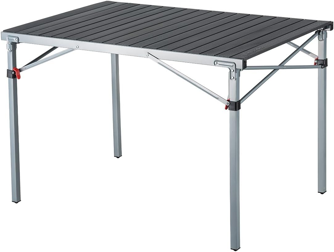 KingCamp KC3866_SILVERBLACK-USVC3 Portable Stable Table for Outdoor Picnic, Camping, Barbecue and Backyard Party, Person, 42.1  