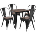Flash Furniture Metal/Wood Restaurant Dining Table Set, 30.5 H, Black (CHWDTBCH18)