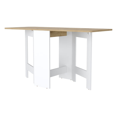 24 Brown And White Folding Sled Base Dining Table