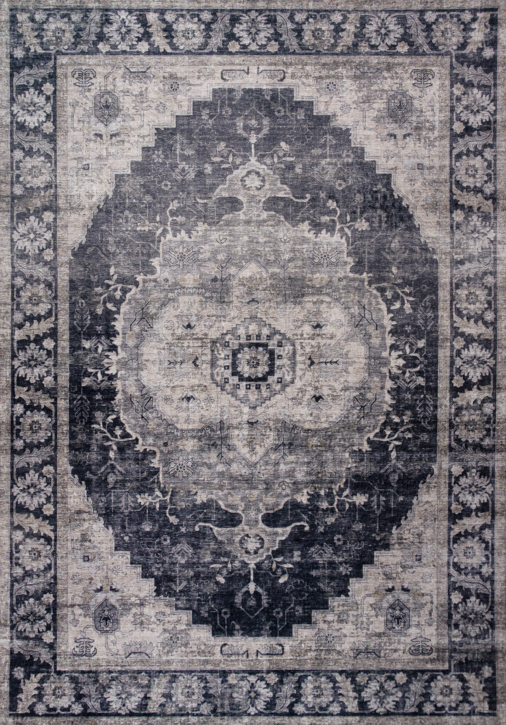 8 x 11 Black and gray Oriental Area Rug
