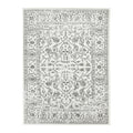9 x 12 Light gray Floral Power Loom Area Rug With Fringe