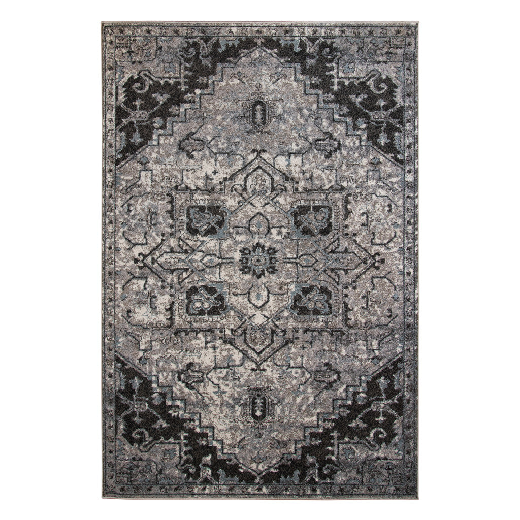 8 x 10 gray Medallion Power Loom Area Rug