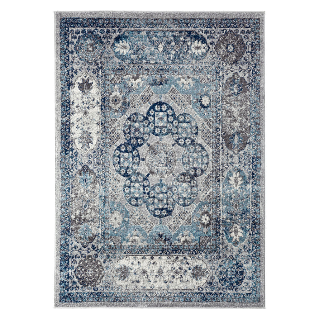 9 x 12 gray Medallion Power Loom Area Rug