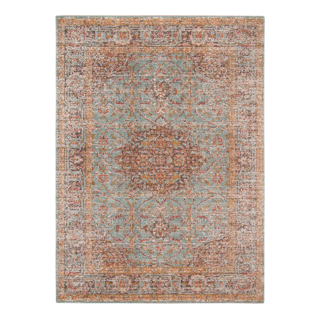 9 x 12 Sea green Medallion Power Loom Area Rug With Fringe
