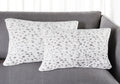 Set of Two 12 X 20 White and Gray Faux Fur Lumbar Throw Pillows