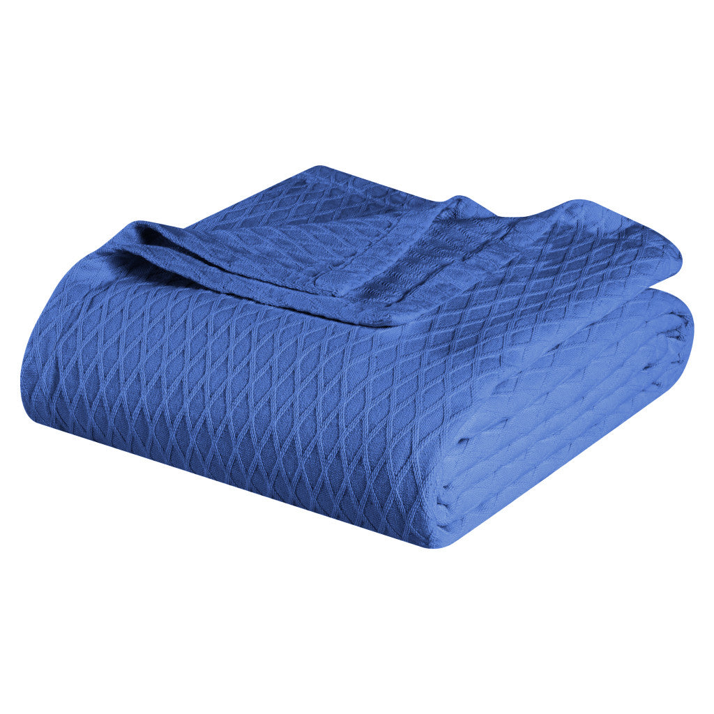 50 X 60 Blue Cotton Woven Geometric Throw Blanket