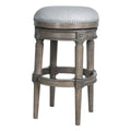 31 Gray Solid Wood Swivel Backless Bar Height Bar Chair