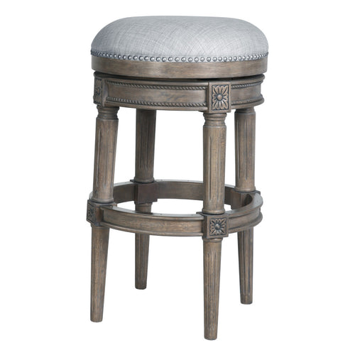 31 Gray Solid Wood Swivel Backless Bar Height Bar Chair