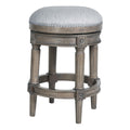 26 Gray Solid Wood Swivel Backless Counter Height Bar Chair