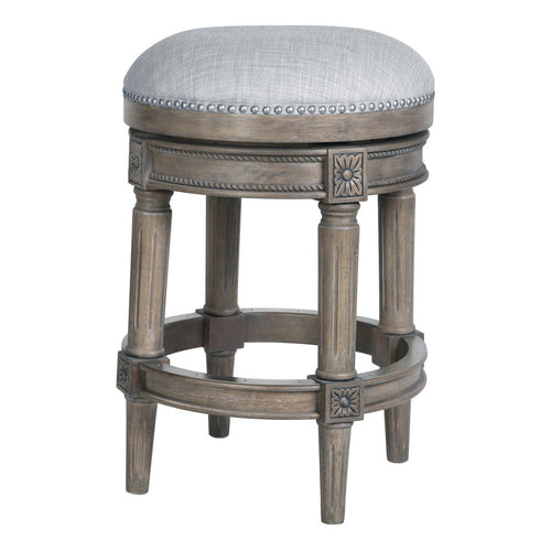 26 Gray Solid Wood Swivel Backless Counter Height Bar Chair