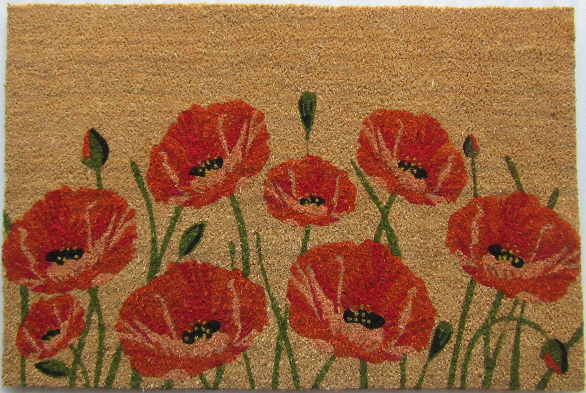 24 X 36 Brown and Red Coir Floral Outdoor Door Mat
