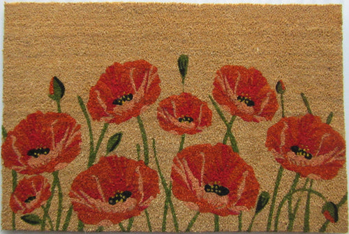 24 X 36 Brown and Red Coir Floral Outdoor Door Mat