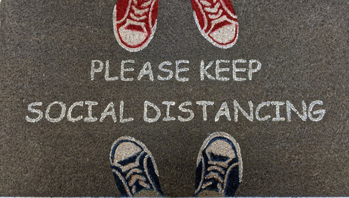 18 X 30 Gray Coir Please Keep Social Distancing Outdoor Door Mat