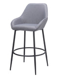 Set of Two 30 Gray And Black Fabric And Steel Bar Height Bar Chairs