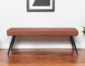 54 Brown and Black Faux Leather Upholstered Dining Bench