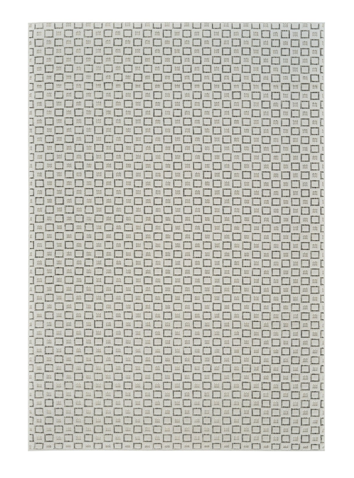 6 X 9 Cream and Beige Geometric Distressed Indoor Outdoor Area Rug
