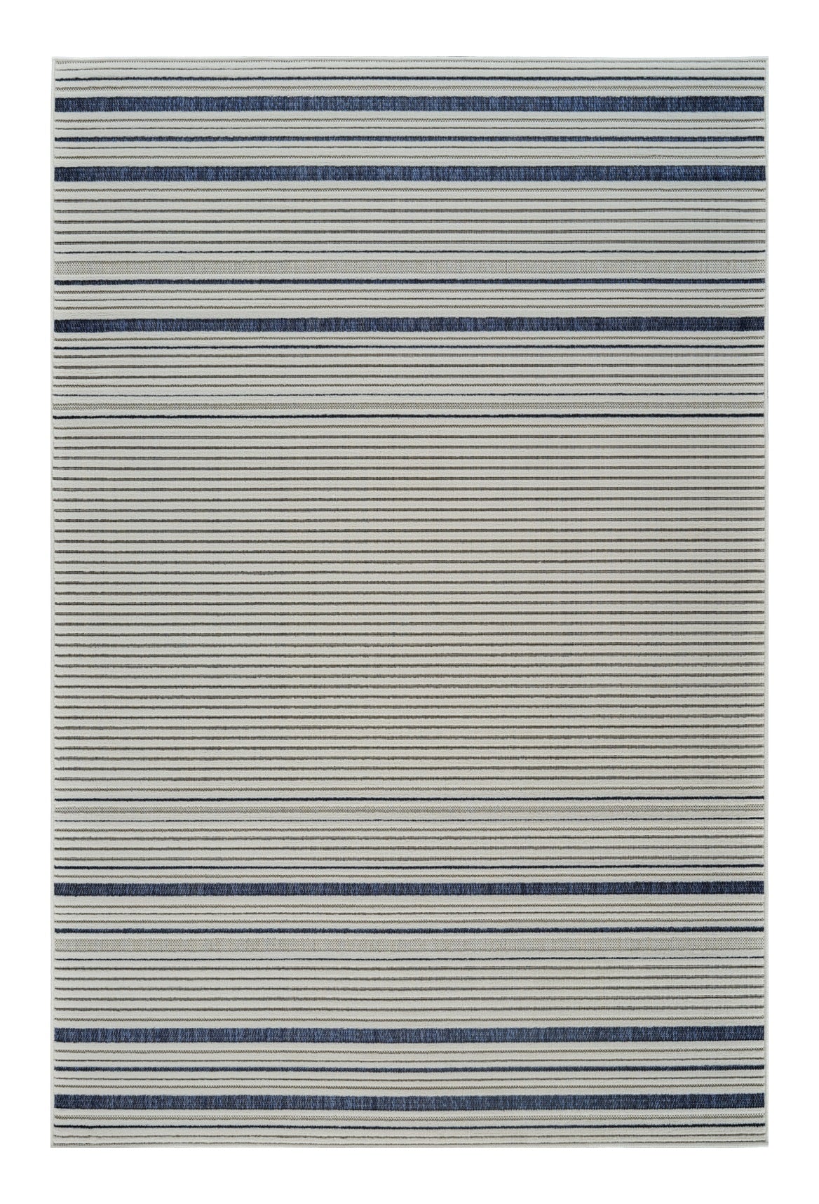 6 X 9 Blue and Cream Striped Distressed Indoor Outdoor Area Rug