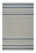 8 X 10 Blue and Cream Striped Distressed Indoor Outdoor Area Rug