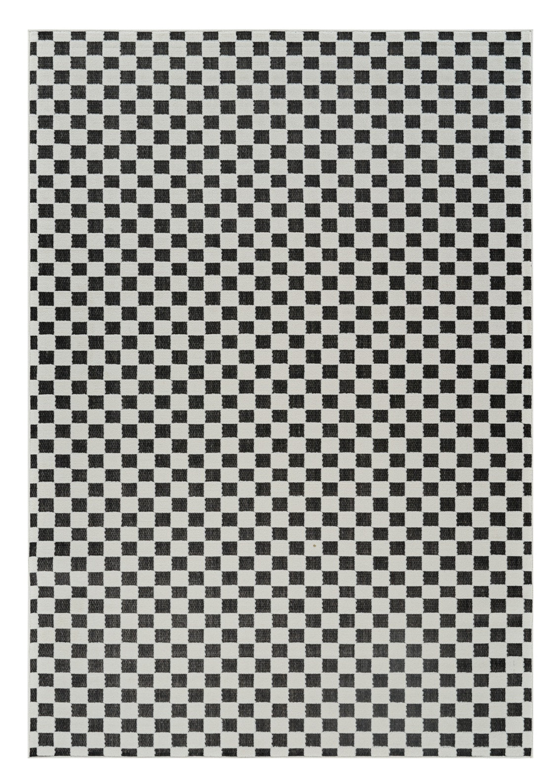 4 X 6 Black and White Geometric Distressed Indoor Outdoor Area Rug