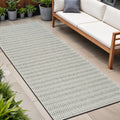 8 Cream and Beige Geometric Distressed Indoor Outdoor Runner Rug