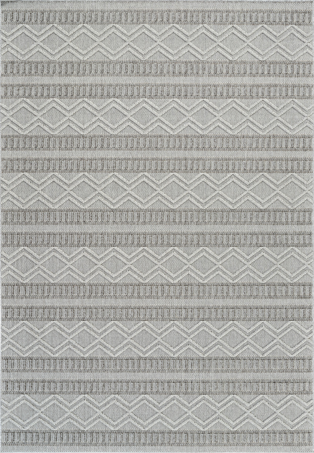 4 X 6 Beige And Gray Striped Distressed Indoor Outdoor Area Rug