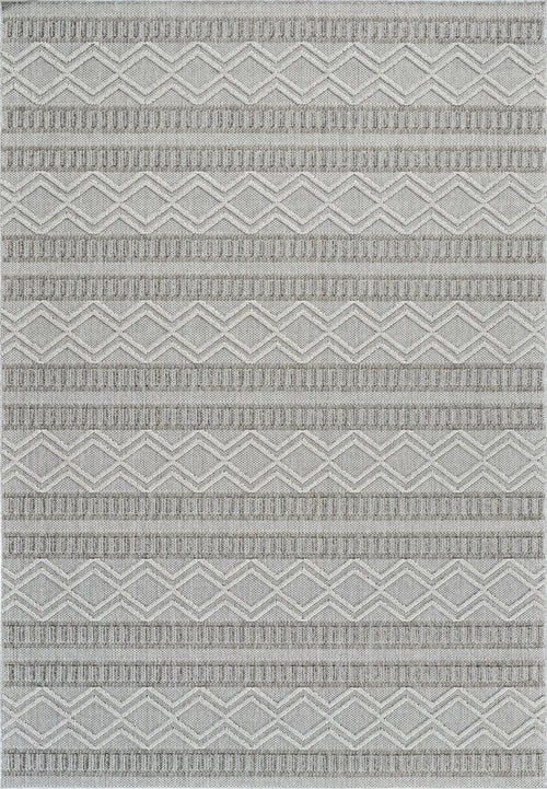 4 X 6 Beige And Gray Striped Distressed Indoor Outdoor Area Rug