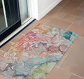 2 X 3 Blue Abstract Washable Non Skid Indoor Outdoor Area Rug