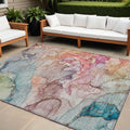 8 X 10 Blue Abstract Washable Non Skid Indoor Outdoor Area Rug
