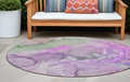 8 Round Purple Round Abstract Washable Non Skid Indoor Outdoor Area Rug