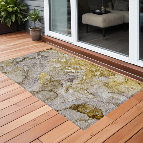 2 X 3 Taupe Abstract Washable Non Skid Indoor Outdoor Area Rug