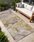 8 Runner Taupe Abstract Washable Non Skid Indoor Outdoor Runner Rug