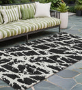 8 Runner Black and White Abstract Washable Non Skid Indoor Outdoor Runner Rug