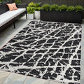 5 X 8 Black and White Abstract Washable Non Skid Indoor Outdoor Area Rug