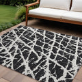8 X 10 Black and White Abstract Washable Non Skid Indoor Outdoor Area Rug