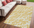 5 X 8 Gold and White Abstract Washable Non Skid Indoor Outdoor Area Rug