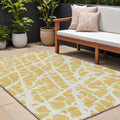 8 X 10 Gold and White Abstract Washable Non Skid Indoor Outdoor Area Rug