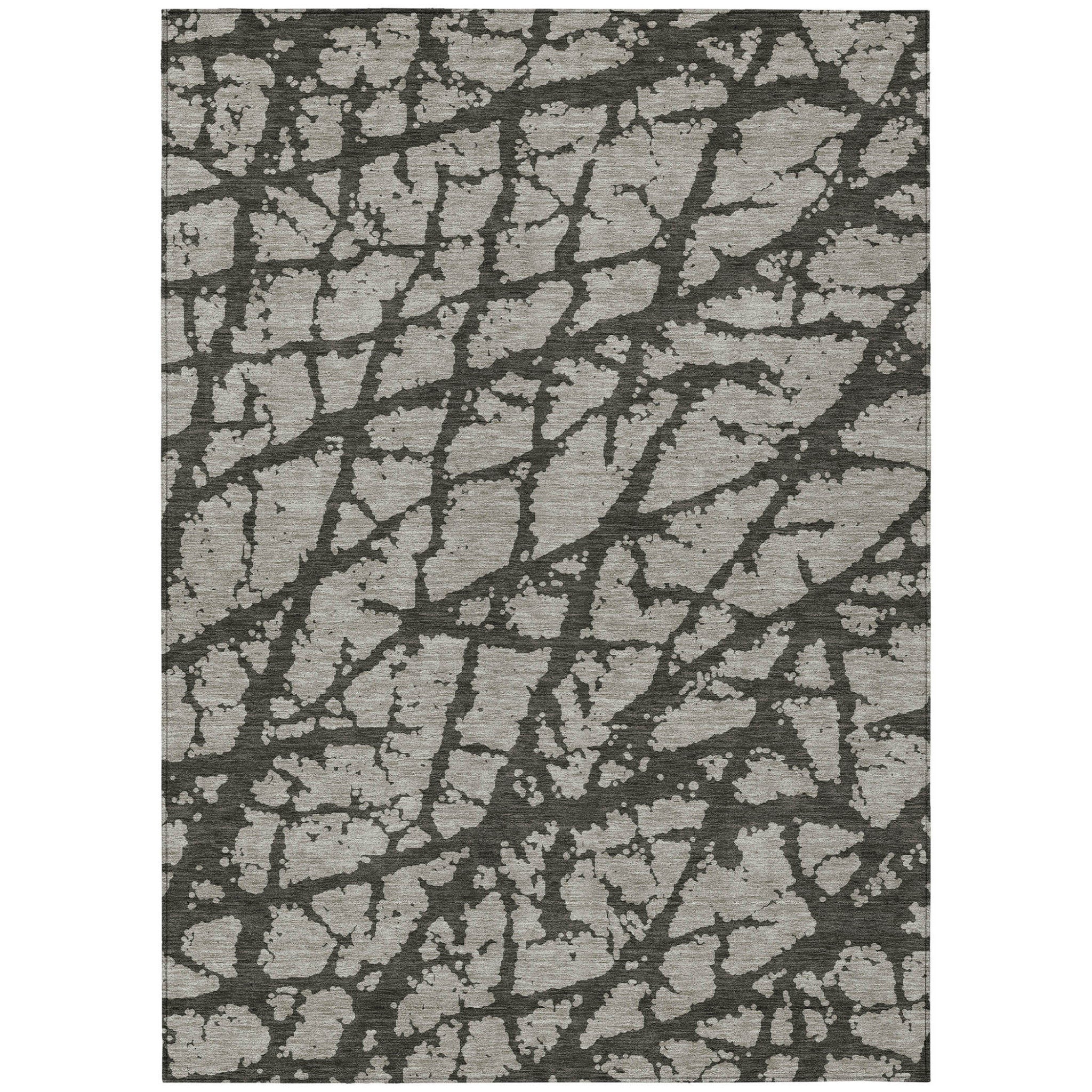 8 X 10 Gray and Black Abstract Washable Indoor Outdoor Area Rug