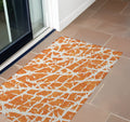2 X 3 Orange and White Abstract Washable Non Skid Indoor Outdoor Area Rug