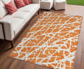 5 X 8 Orange and White Abstract Washable Non Skid Indoor Outdoor Area Rug