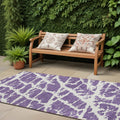 8 Runner Purple and White Abstract Washable Non Skid Indoor Outdoor Runner Rug
